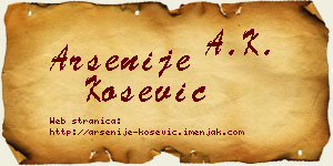 Arsenije Košević vizit kartica